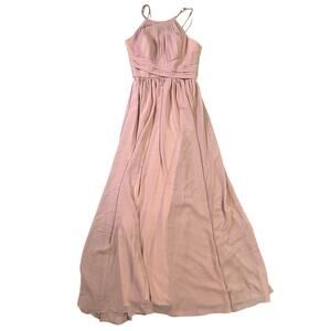 JJ’s House A-Line‎ Scoop Floor-Length Chiffon Bridesmaid Dress, Blush Pink Sz 8